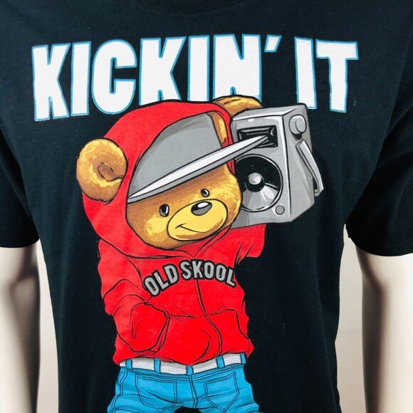 KICKIN' IT Graphic T-Shirt Black Sz L Short Sleeve - Picture 4 of 8